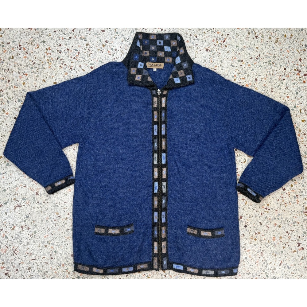 Waliki Men's Full Zip Long Sleeve‎ 100% Alpaca Hair Sweater Size Small